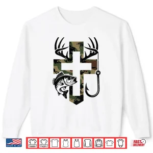 Sweatshirt Youth Camo Faith Hunting Fishing Cross Hook Christian Jesus Shirt