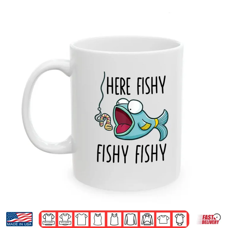 Mug Here Fishy Shirt Kids Toddler Boys Girls Funny Fishing Shirt
