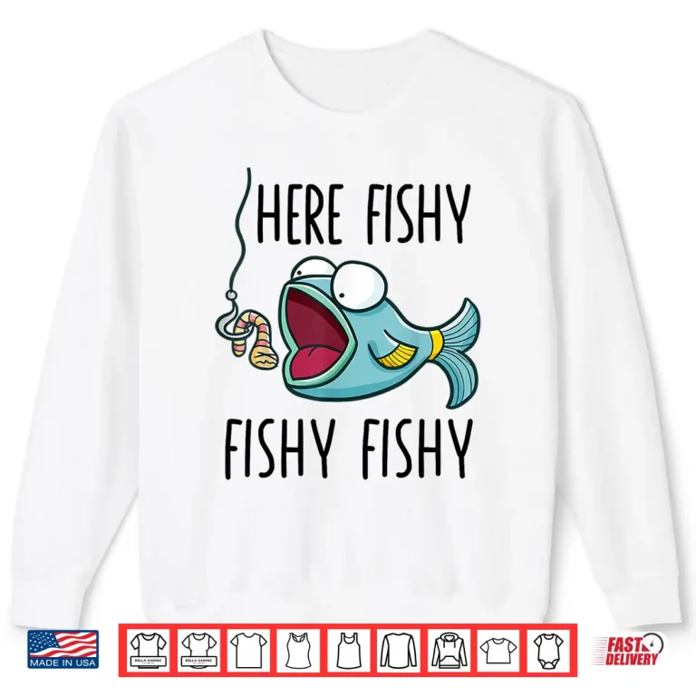 Sweatshirt Here Fishy Shirt Kids Toddler Girls Cute Fish Funny Fishing Shirt
