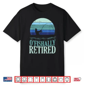 Ofishally Retired Fishing Retro Retirement Dad Men Gift Shirt