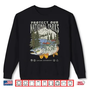 Sweatshirt Protect National Parks Retro Fishing Nature Lover Mountain Shirt