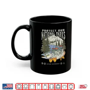 Mug Protect National Parks Retro Fishing Nature Lover Mountain Shirt