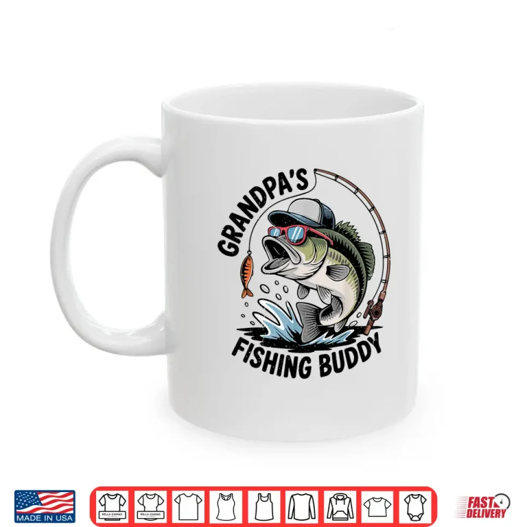 Mug Toddler Boy Grandpa Fishing Buddy Funny Bass Fisherman Youth Shirt