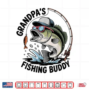 Design Toddler Boy Grandpa Fishing Buddy Funny Bass Fisherman Youth Shirt