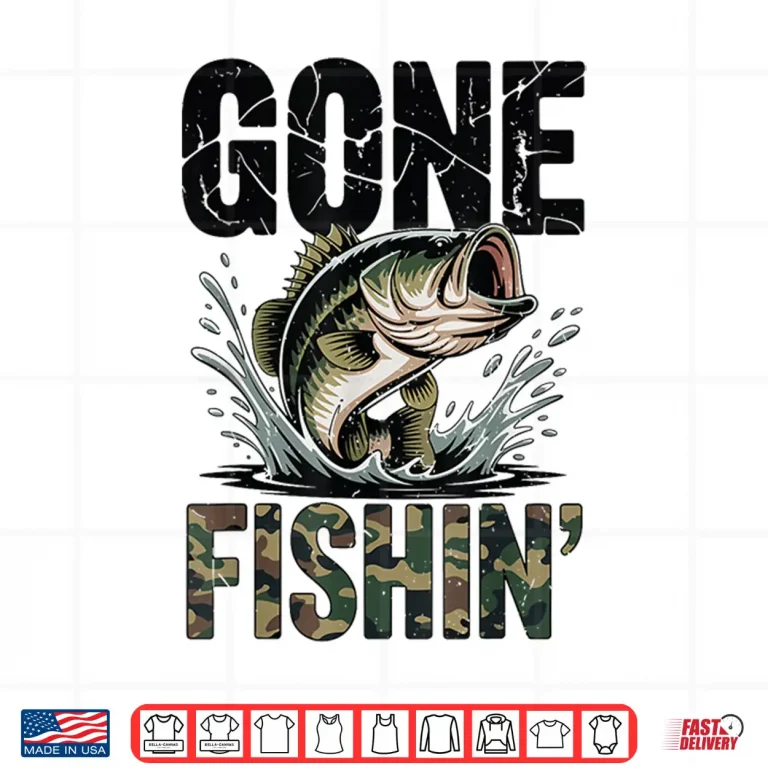 Design Toddler Gone Fishing Old School Camo Bass Fish Funny Youth Shirt