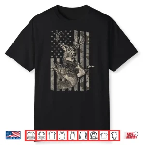 Fishing And Hunting American Flag Distressed Shirt