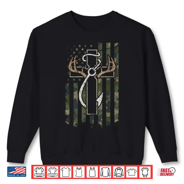 Hunting Fishing Faith Christian Hunter Fisherman Camo Usa Shirt 2 Sweatshirt Hunting Fishing Faith Christian Hunter Fisherman Camo USA Shirt