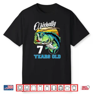 Kids Ofishally 7 Years Old Fisherman 7Th Birthday Fishing Shirt