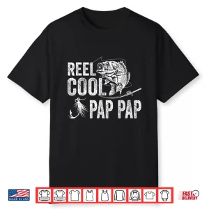 Mens Reel Cool Pap Pap Shirt Fishing Fathers Day Gifts Shirt