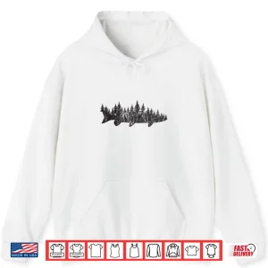 Hoodie Musky Pine Forest Treeline Outdoor Fishing Angler Shirt