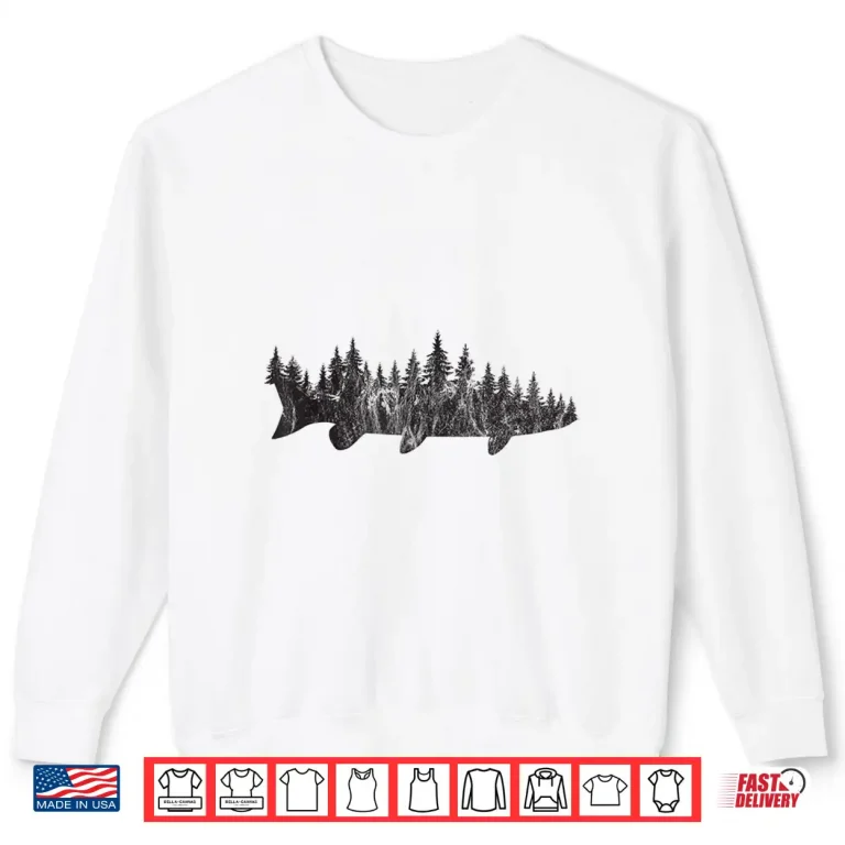 Sweatshirt Musky Pine Forest Treeline Outdoor Fishing Angler Shirt