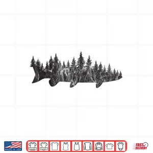 Design Musky Pine Forest Treeline Outdoor Fishing Angler Shirt