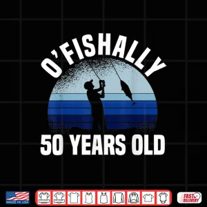Design Ofishally 50 Years Old Fisherman 50th Birthday Fishing Shirt