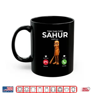 Mug Tung Sahur Calling Funny Fishing Brainrot Joke Boys Kid Meme Shirt