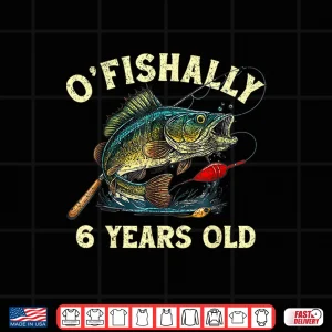 Design Vintage OFishally 6 Years Old Fishing 6th Birthday Boy Shirt