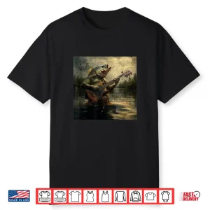 Weird Bass Fish Playing Bass Guitar Funny Cursed Meme Shirt