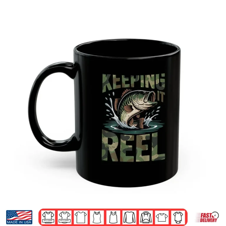 Mug Youth Fishing Shirt Keeping It Reel Boy Largemouth Bass Camo Shirt