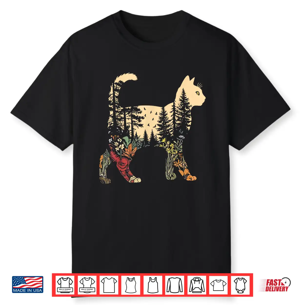 Boho Cat Plants Forest Nature Wildflower Hiking Camping Shirt Boho Cat Plants Forest Nature Wildflower Hiking Camping Shirt