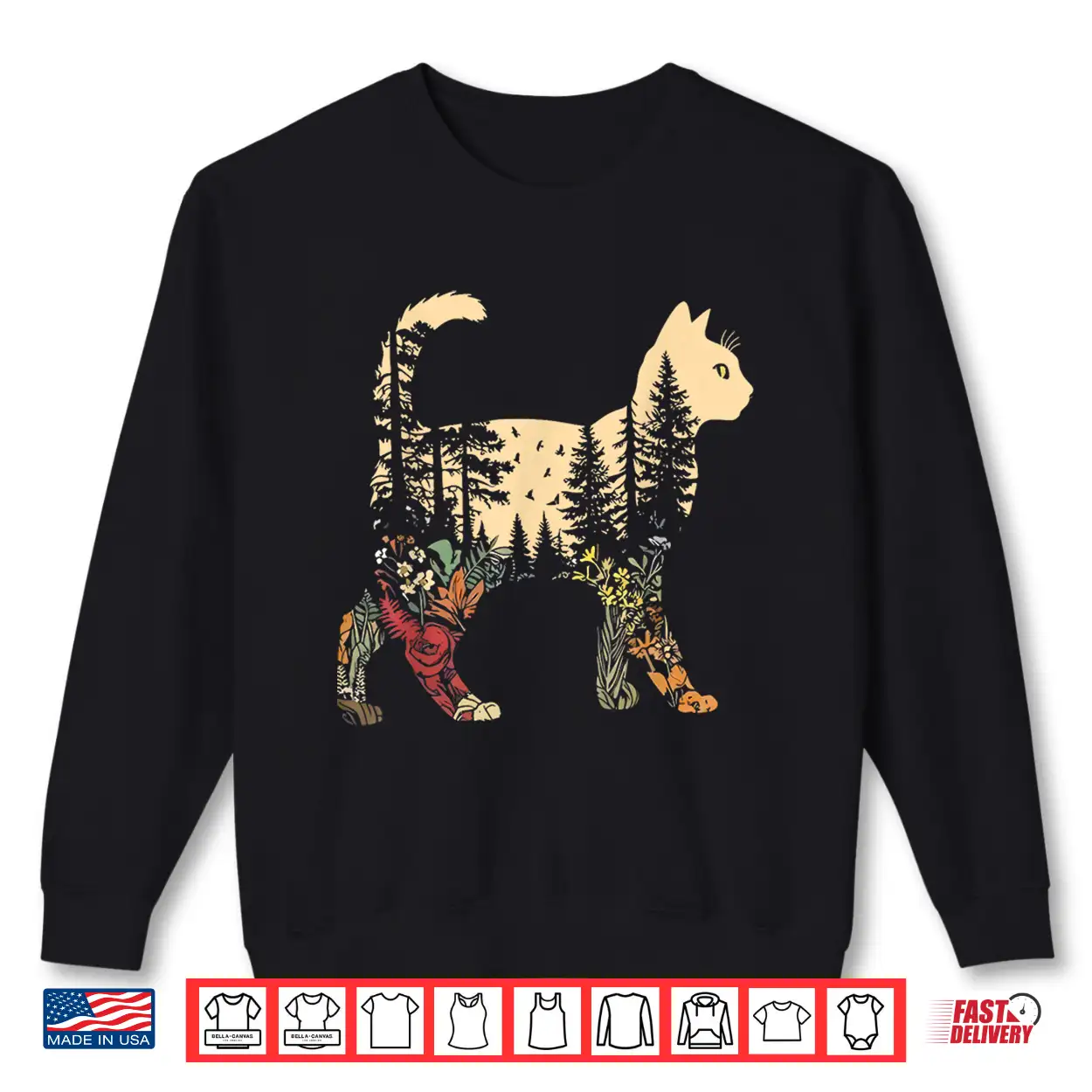 Boho Cat Plants Forest Nature Wildflower Hiking Camping Shirt Boho Cat Plants Forest Nature Wildflower Hiking Camping Shirt