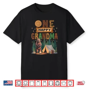 One Happy Grandma Camper 1St Birthday Camping Bear Shirt