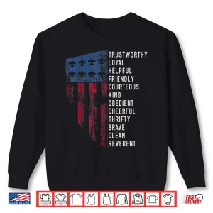 Sweatshirt Vintage Scouting Gift US America Flag Scouting Law Shirt