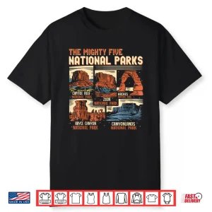Vintage Utah Mighty Five 5 National Parks Hiking Camping Shirt