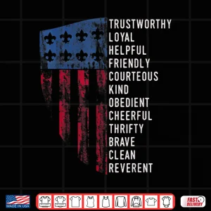 Design Vintage Scouting Gift US America Flag Scouting Law Shirt