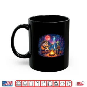 Mug Funny Alien and Hedgehog Camping Campfire Moon UFO Guitar Shirt