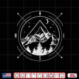 Design Hiking Camping Mountains Compass Hiker Camper Outdoor Gift Shirt
