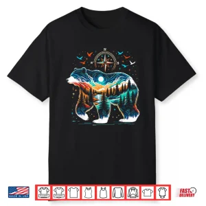 Retro Forest Bear Wildlife Animal Nature Bear Camping Shirt