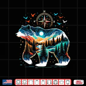 Design Retro Forest Bear Wildlife Animal Nature Bear Camping Shirt