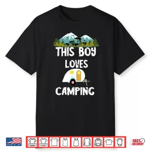 This Boy Loves Camping Rv Trailer Tiny House Caravan Camper Shirt
