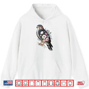 Hoodie Floral Hawk Bird Camping Outdoor Nature Enthusiasts Kids Shirt