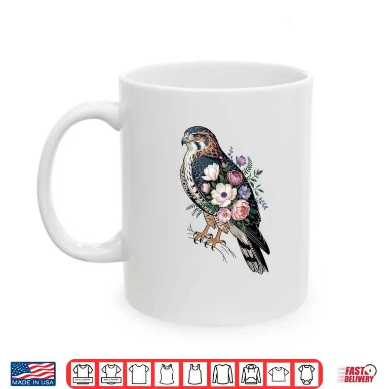 Floral Hawk Bird Camping Outdoor Nature Enthusiasts Kids Shirt 2 Mug Floral Hawk Bird Camping Outdoor Nature Enthusiasts Kids Shirt