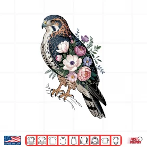 Design Floral Hawk Bird Camping Outdoor Nature Enthusiasts Kids Shirt