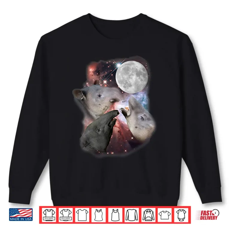 Sweatshirt Three Moon Tapirs Shirt. Funny Cute Tapir Parody Tee