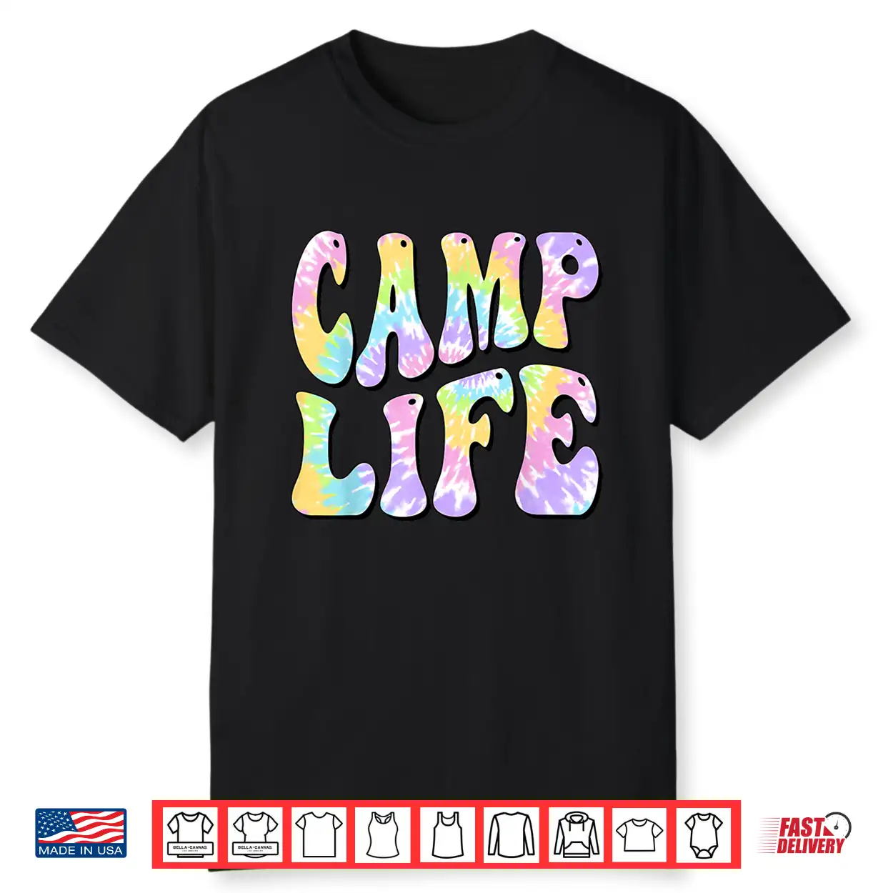 Camping Summer For Girls Summer Camp Tie Die Retro Shirt Camping Summer For Girls Summer Camp Tie Die Retro Shirt
