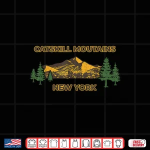 Design Catskill New York NY Mountains Hiking Camping Retro Outdoors Shirt