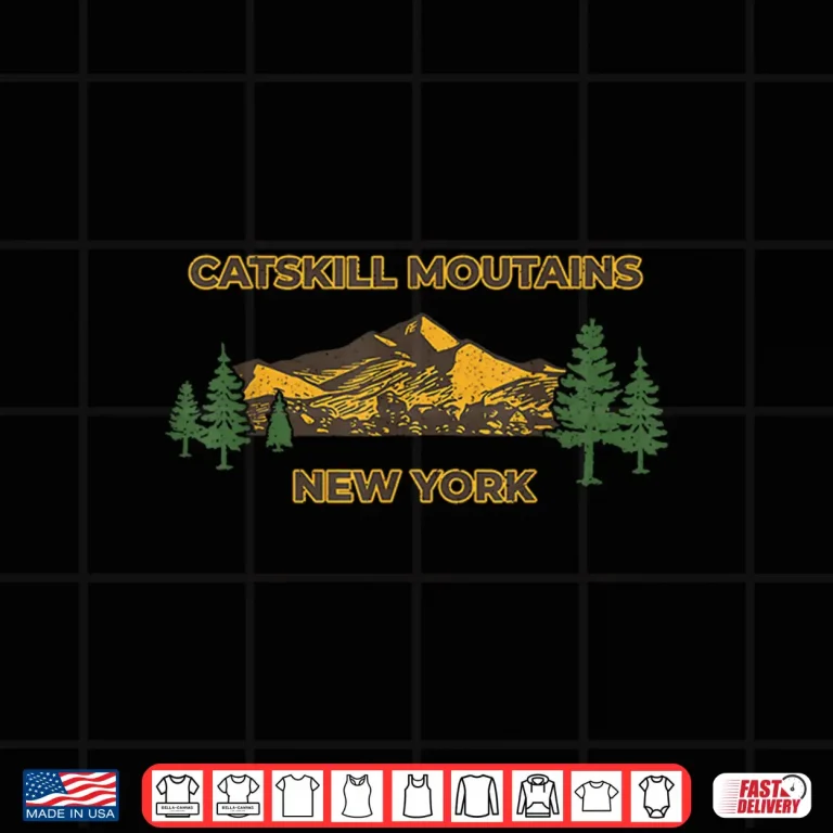 Design Catskill New York NY Mountains Hiking Camping Retro Outdoors Shirt