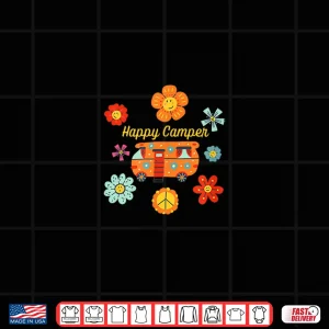 Design Happy Camper Vintage Hippie Boho Vibe RV Van Camping Shirt