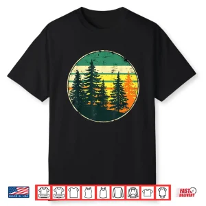 Outdoor Wildlife Nature Mountain Forest Tree Retro Landscape Shirt