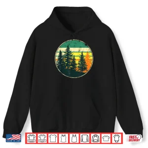 Hoodie Outdoor Wildlife Nature Mountain Forest Tree Retro Landscape Shirt