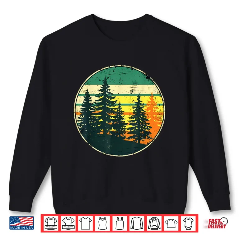 Sweatshirt Outdoor Wildlife Nature Mountain Forest Tree Retro Landscape Shirt