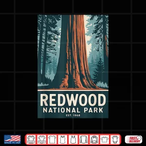 Design Redwood National Park Vintage Camping Hiking Men Women Kids Shirt