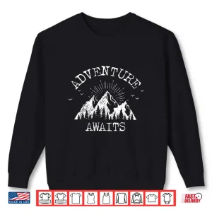 Sweatshirt Trendy Adventure Awaits Travel Camping Vintage Shirt