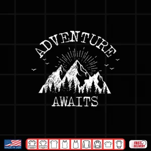 Design Trendy Adventure Awaits Travel Camping Vintage Shirt