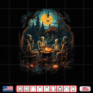 Design Vintage Ghost and Skeleton by Fire Camping Gothic Halloween Shirt