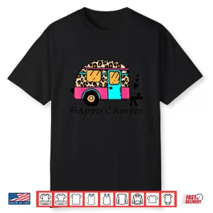 Camper Happy Summer Camp Camping Leopard Funny Glamping Shirt