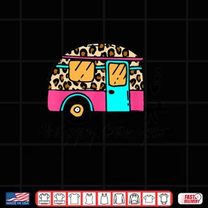 Camper Happy Summer Camp Camping Leopard Funny Glamping Shirt 3 Design Camper Happy Summer Camp Camping Leopard Funny Glamping Shirt