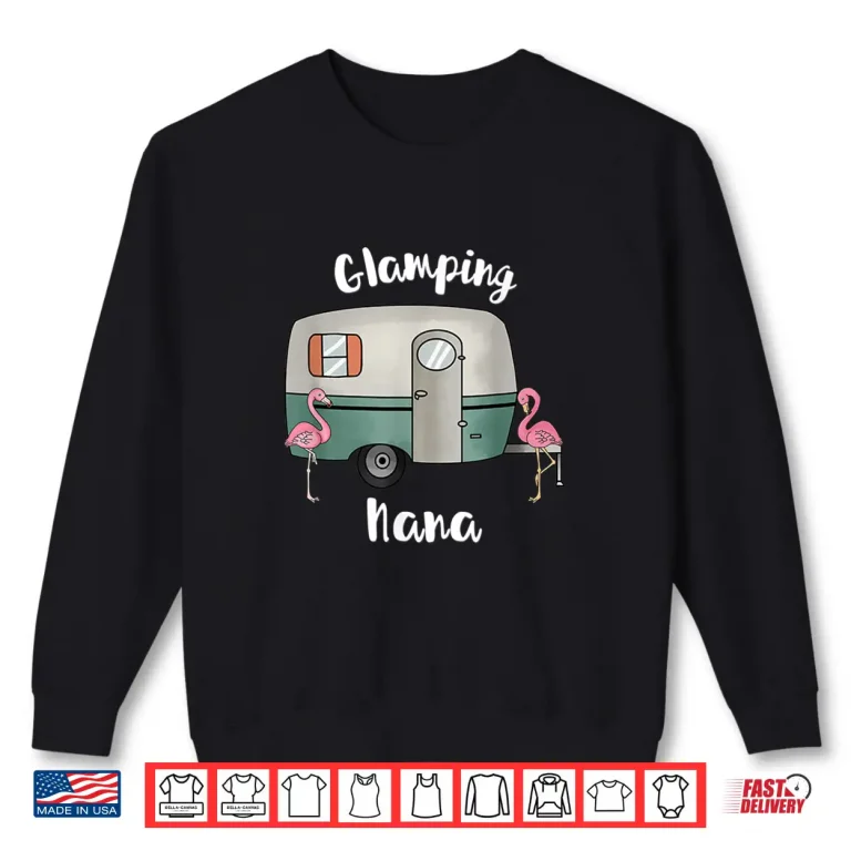 Sweatshirt Glamping Nana Womens Camping Shirt RV Vintage Flamingos Shirt